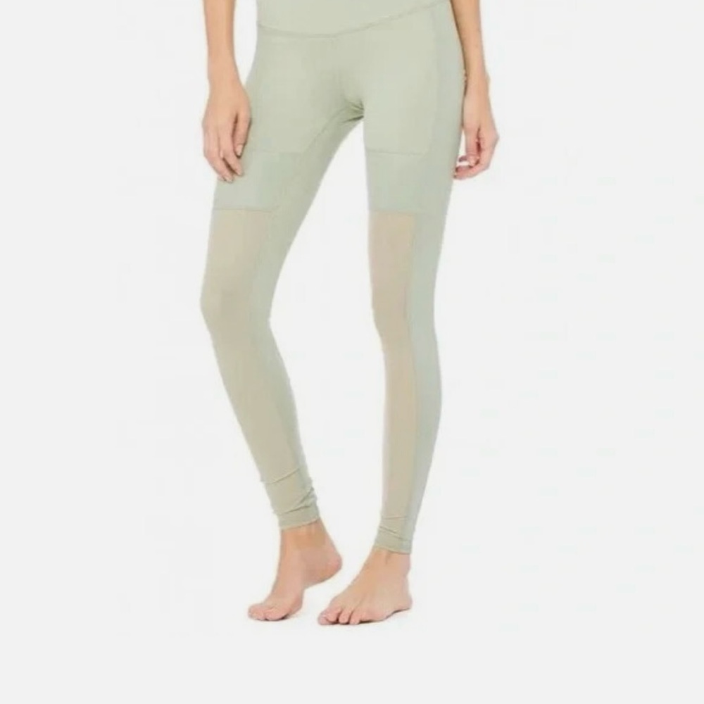 Alo Yoga Olive Green Mesh Insert Leggings Size L